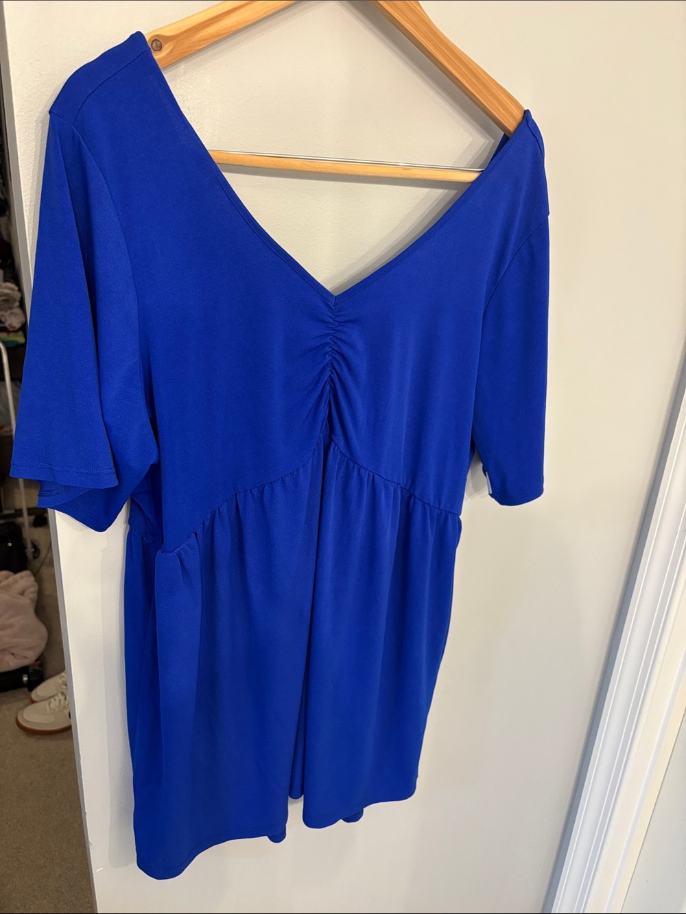 torrid Royal Blue V-Neck Ruched Babydoll Top